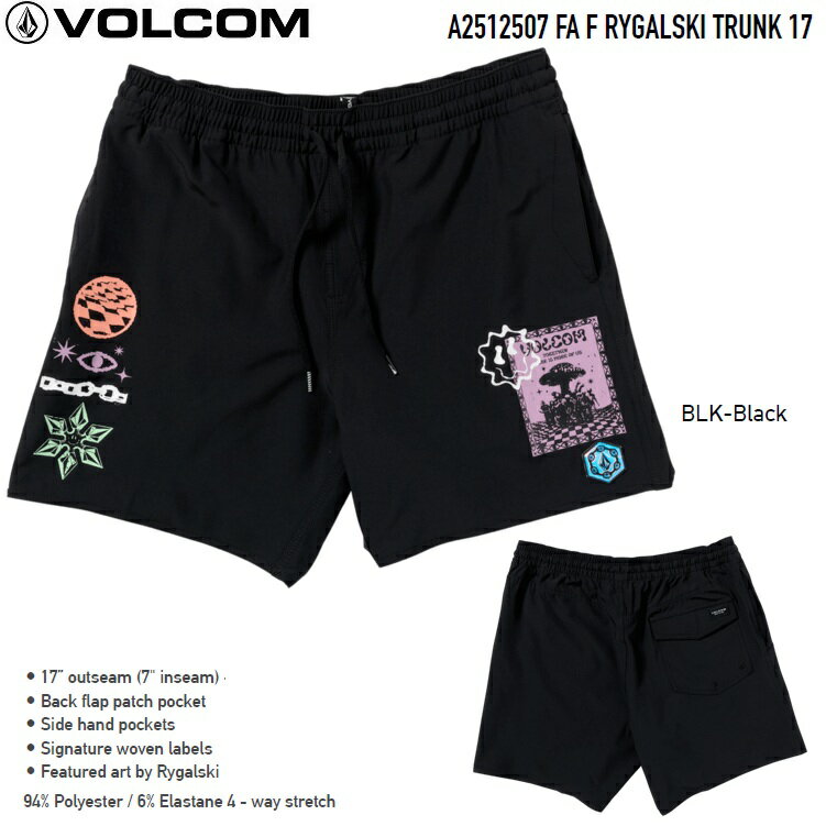 VOLCOM ボルコム 【 Filip Rygalski Trunk 17" Boardshort - BLACK 】A2512507 ストレッチ SURF TRUNKS ボードショーツ ボルコムジャパン正規品 サーフトランクス サーフパンツ ボードショーツ 2025 S/S