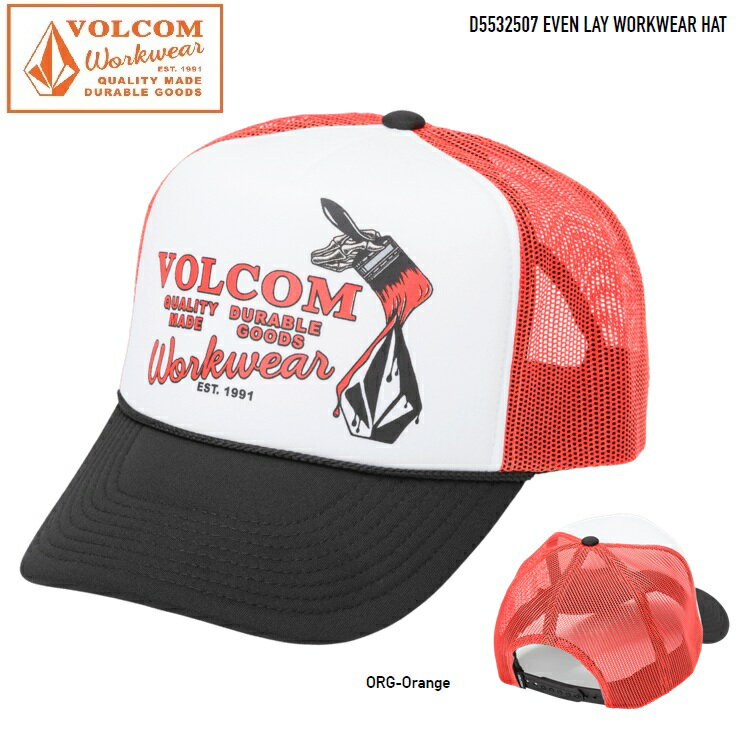 Rakuten - VOLCOM ボルコム【 EVEN LAY WORKWEAR HAT - ORG 】 D5532507　ワークウエア　メッシュキャップ　CAP キャップ 帽子 　2025 FALL 日本正規品