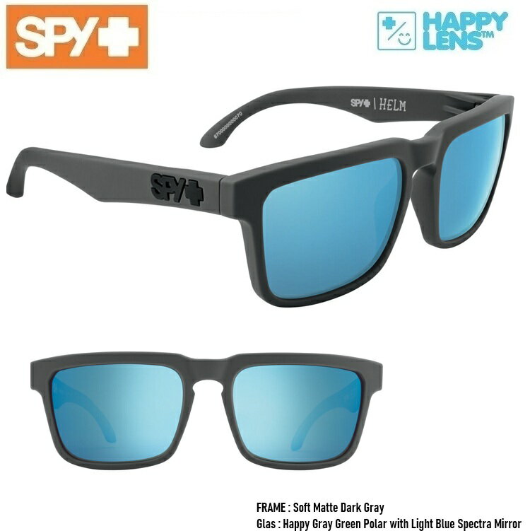 乐天商城 - ■SPY OPTIC スパイ 【 HELM ヘルム 】HAPPY LENS【 Soft Matte Dark Gray - Happy Gray Green Polar with Light Blue Spectra Mirror 】偏光レンズ ハッピーレンズ　送料無料！！スパイサングラス正規品 happylens