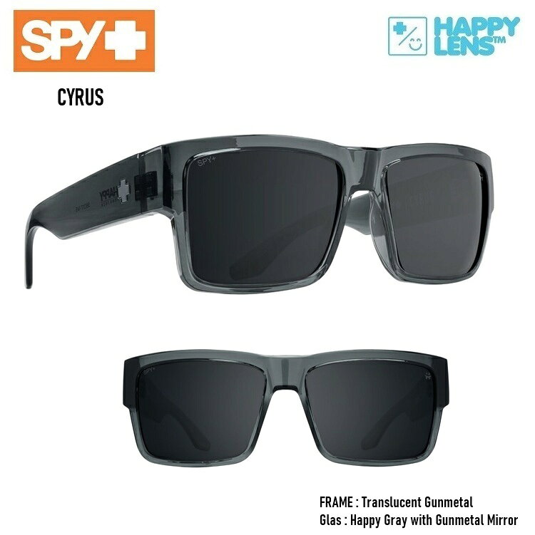 Rakuten - SPY OPTIC スパイ 【 CYRUS 】 【 Translucent Gunmetal - Happy Gray with Gunmetal Mirror 】 ハッピーレンズ HAPPY LENS ！送料無料！！スパイサングラス正規品