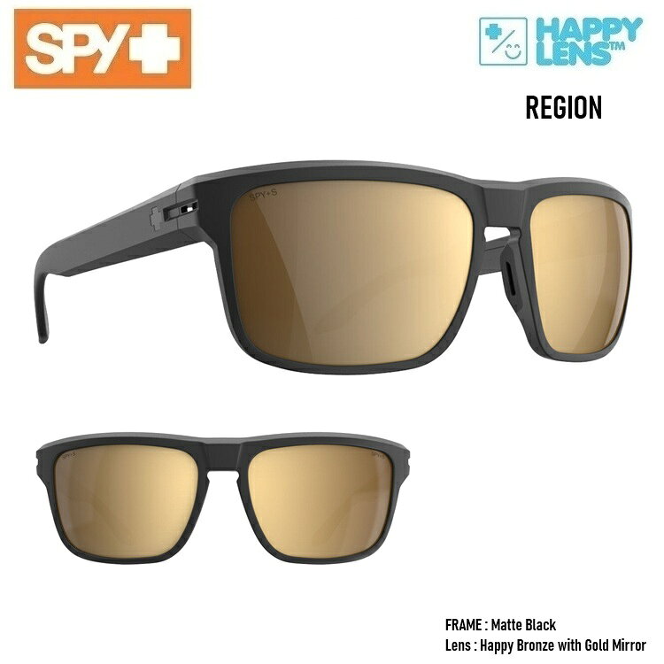 Rakuten - ■SPY OPTIC スパイ 【 REGION 】HAPPY LENS【 Matte Black - Happy Bronze with Gold Mirror 】 ハッピーレンズ 　送料無料！！スパイサングラス正規品 happylens