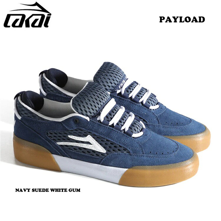 LAKAI ラカイ PAYLOAD NAVY SUEDE / WHITE GUM シンプルなデザインと快適な履き心地を兼ね備えた、LAKAIの「PAYLOAD」。 耐久性に優れたスエードアッパーに、通気性の良いライニング、足を優しく包み込むパッド入りの履き口を採用。スケートボードで求められるグリップ力や安定感はもちろん、普段履きでも快適な履き心地を実現します。 ネイビー×ホワイト×ガムソールの王道カラーは、デニムやカーゴパンツ、ショーツなど幅広いスタイルと相性抜群。スケートシーンからタウンユースまで活躍する万能な一足です。 【特徴】 ・耐久性に優れたスエードアッパー ・通気性の高いライニング ・足首をしっかりホールドするパッド入りカラー ・優れたグリップ力と耐久性を備えたガムラバーアウトソール ・スケートボードから普段履きまで幅広く対応 【カラー】 NAVY SUEDE / WHITE GUM 【ブランド】 LAKAI（ラカイ） 【スタッフコメント】 クラシックなカラーリングでコーディネートを選ばず、スケートはもちろん普段履きにもおすすめ。快適な履き心地と高い耐久性を兼ね備えた、長く愛用できるモデルです。【ご注文の前に必ず注意点をお読みください】 ■商品ページの商品画像と実際にお届けする商品と、メーカーの都合で仕様やデザインが予告なく変更される場合がございます。万が一デザイン・カラー・仕様等が変更となった場合にもキャンセル・返品等の対象とはなりませんので予めご了承のほどよろしくお願い致します。 ■メーカーの都合により、商品の入荷遅れ・オーダー数より入荷が少ない場合は メーカーより販売のキャンセル になる場合がございます。その際は、ご注文の変更、又はキャンセルの手続きをさせていただく場合がございますので、誠に恐れ入りますが、何卒ご了承ください。 その際、頂いております料金に関しましてはご返金させていただきます。 ■商品画像とお届けする商品は、モニター環境の違いやメーカーの製造工程での変更等により多少異なる場合もございます。 ■店舗、他ショッピングサイトと在庫を共有しているためご購入のタイミングによっては売り切れの場合もございます。その場合は、代替またはキャンセルのご連絡を致します。 ---------------------------------------　 ■ご注文商品は、キャンセルはお受けいたしておりません。 ■代引き決済の場合の発送後の受取り拒否、故意とみられる不在などには 発送、梱包にかかった金額をご請求させていただきます。またそれに伴う諸経費もご請求させて頂く場合がございます。 ---------------------------------------　