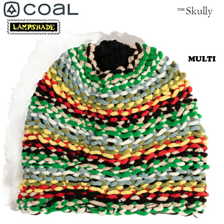 Coal×Lampshade 100%ハンドメイドのアート性の高いコラボシリーズ。 ■LAMPSHADE SKULLY Lampshade仕様のスカルフィットビーニーは、1番自由度の高いスタイリングを提案しています。ゲレンデでも街でも、ファッション性が高く肌触りも最高なこのビーニーが手放せなくなるでしょう。色の違う糸をあえて長めにつなぎ合わせる事で不規則に飛び出した糸を演出。快適なフィットとファッション性を兼ね揃えた世界で注目を集める25-26シーズンの限定商品です。 ※本製品は、使用する糸の繋ぎを長めにデザインされている商品となっており糸先の飛び出し等は不良品では御座いません。 サイズ:フリー/ FREE フィット: 製品の特性上、未使用時は少し小さめに感じる商品となっております。 ※着用いただき、数回の使用で頭のサイズにフィットしたサイズに網目が広がり快適で肌当たりの良い状態に変化します。 素材:100% ポリエステル（再生ポリエステル使用） ・Hand-Knitted Craftsmanship：ひとつひとつ丁寧に手編みしているため、すべてのビーニーが世界にひとつだけの特別なアイテムです。 ・Oversized Yarns：太くボリュームのある糸を使用し、存在感のある質感と心地よいリラックス感のあるフィットを実現しています。 ・Loose-Knit Construction：目の粗い軽やかな編み目が、伸縮性と通気性を高め、自然なルーズ感を生み出します。 ・Soft & Warm：上質な糸を採用し、重さを感じさせない柔らかな暖かさを提供します。 ------------------------------------------------------------- スノーボーダーのビーニーはゲレンデで名刺のようなものです！ 可愛くてかっこいいビーニーをチョイスしましょう！ ホームセンターで売ってるようなニット帽はおじいちゃんの防寒対策用帽子です。 メール便…発送より最短でポスト投函 ------------------------------------------------------------- 代引き（コレクト）の場合は通常配送ですので予めご了承ください。　＊必ず画像のメール便のご注意点をお読みの上ご注文をお願いします。-------------------------------------------------------------■すべて出品している商品は正規日本代理店、または正規メーカー商品です。安心してお買い求めください。■PC環境、撮影状況などで多少カラーが異なる場合がございます。ご了承の上お買い求めください。■＊実店舗でも販売をさせていただいております。■一日に定期的に在庫チェックを行い商品の空売りの防止を行っておりますが万が一の空売りの際は販売をお断りさせていただく場合がございます。何卒ご了承お願致します。