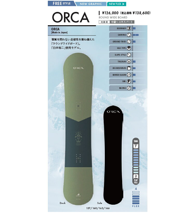 OGASAKA SNOWBOARD/ ORCA��/�������������Ρ��ܡ��ɡ����륫��26-27 ����������̵���ۡڥ��塼��̵����2027 �����ʡ��ݾڽ��ա�/����������/�񻺡�ͽ����2026ǯ9���11��Ǽ�ʡ�