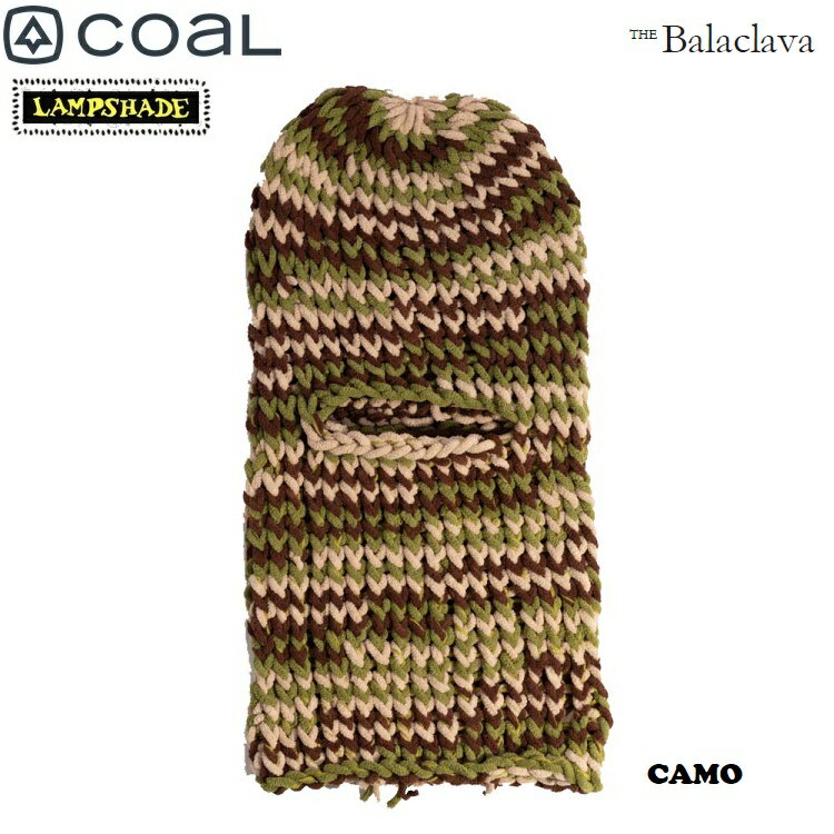 Coal×Lampshade 100%ハンドメイドのアート性の高いコラボシリーズ。 ■LAMPSHADE THE Balaclava 顔全体を保護するハンドニット仕上げ。 ・100% Recycled Polyester／シングルレイヤー 色の違う糸をあえて長めにつなぎ合わせる事で不規則に飛び出した糸を演出。快適なフィットとファッション性を兼ね揃えた世界で注目を集めるコラボ商品です。 ※本製品は、使用する糸の繋ぎを長めにデザインされている商品となっており糸先の飛び出し等は不良品では御座いません。 サイズ:フリー/ FREE フィット: 製品の特性上、未使用時は少し小さめに感じる商品となっております。 ※着用いただき、数回の使用で頭のサイズにフィットしたサイズに網目が広がり快適で肌当たりの良い状態に変化します。 素材:100% ポリエステル（再生ポリエステル使用） ・Hand-Knitted Craftsmanship：ひとつひとつ丁寧に手編みしているため、すべてのビーニーが世界にひとつだけの特別なアイテムです。 ・Oversized Yarns：太くボリュームのある糸を使用し、存在感のある質感と心地よいリラックス感のあるフィットを実現しています。 ・Loose-Knit Construction：目の粗い軽やかな編み目が、伸縮性と通気性を高め、自然なルーズ感を生み出します。 ・Soft & Warm：上質な糸を採用し、重さを感じさせない柔らかな暖かさを提供します。 ------------------------------------------------------------- スノーボーダーのビーニーはゲレンデで名刺のようなものです！ 可愛くてかっこいいビーニーをチョイスしましょう！ ホームセンターで売ってるようなニット帽はおじいちゃんの防寒対策用帽子です。 メール便…発送より最短でポスト投函 ------------------------------------------------------------- 代引き（コレクト）の場合は通常配送ですので予めご了承ください。　＊必ず画像のメール便のご注意点をお読みの上ご注文をお願いします。-------------------------------------------------------------■すべて出品している商品は正規日本代理店、または正規メーカー商品です。安心してお買い求めください。■PC環境、撮影状況などで多少カラーが異なる場合がございます。ご了承の上お買い求めください。■＊実店舗でも販売をさせていただいております。■一日に定期的に在庫チェックを行い商品の空売りの防止を行っておりますが万が一の空売りの際は販売をお断りさせていただく場合がございます。何卒ご了承お願致します。