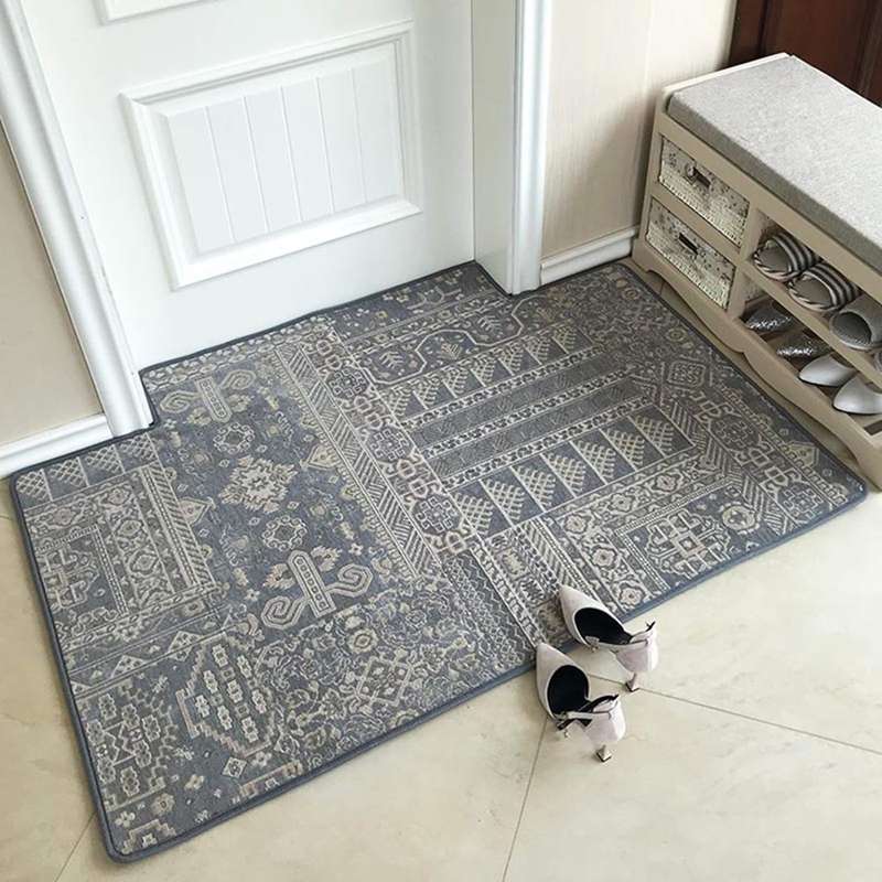 ラグ 50x80 カーペット かわいい ギャッベ グレー ギャベ 絨毯 じゅうたん 柔らかい 抗菌防臭 ベージュ 防音 民族柄 お洒落 丸洗い キレイめ 北欧 長方形 滑り止め アンティーク調 ヴィン