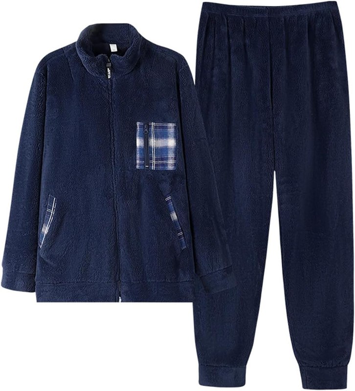 パジャマ メンズ 冬 ファスナー 長袖 前開き もこもこ 暖かい 大きいサイズ ルームウェア 上下セット フランネル おしゃれ ゆったり 部屋着 厚手 保温 防寒