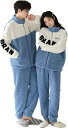 ペアパジャマ もこもこ カップル 暖かい クマ柄 ブルー ファスナー 長袖 冬 ペアルック 厚手 フランネル ルームウェア 男女セット 可愛い 恋人 夫婦 部屋...