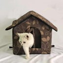 ペットハウス S 屋外 防水 野良猫 野良犬 ペットシェルター キャットハウス 防寒 保温 アウトドアペットハウス のれん付き 犬小屋 屋外 防水性と耐寒性 冬 猫の避難所 屋外キャビンシェルター(4)