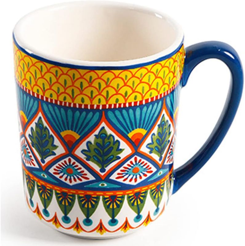 カップ マグカップ おしゃれ デザイン01 ティー コーヒー 兼用 500ml 鮮やかな色 植物 花のパターンデザイン 陶器 コーヒーカップ 普段使い 御来客時...