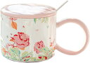 可愛い花 陶器 340ml マグ 食器 スープカップ 小さいマグ カフェマグ コーヒーカップ 珈琲カップ コップ ピンク オシャレ おしゃれ エスニック柄 ナチ...