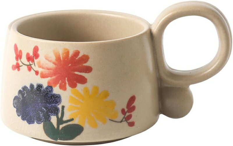 マグカップ おしゃれ 陶器 大きい 可愛い コップ 北欧風 コーヒーカップ 焼き物 陶芸 和風 和食器 モダン マグ 美しい デザイン01 花柄 コーヒー マグ...