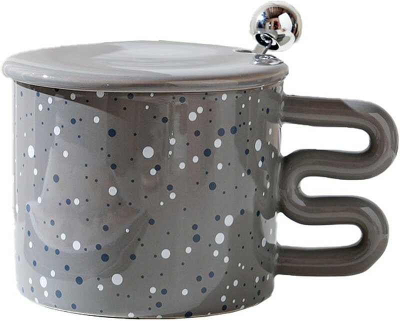 可愛い花 陶器 350ml マグ 食器 スープカップ ダークグレー 小さいマグ カフェマグ コーヒーカップ 珈琲カップ コップ オシャレ おしゃれ エスニック柄...