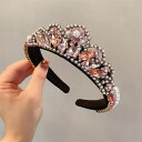 カチューシャ 髪飾り レディース パール ヘアバンド ヴィンテージ プレス ヘアクリップ パーティー ヘアアクセサリー ヘアアクセサリー (色 : ピンク Si...