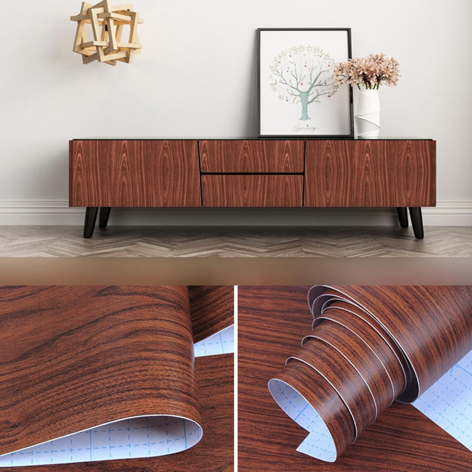 壁紙シール リメイクシート 木目シート はがせる 防水 防汚 貼って剥がせる壁紙 家具用リメイクシート 木目調 透けない 壁紙リフォーム 植物柄 のり付き 接着剤不要 DIY 壁飾り 模様替え 寝室