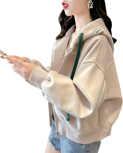 パーカー レディース 長袖 フード付き トレーナー ジップアップ 韓国 ファッション カジュアル アウター ゆったり ショート丈 スウェット ボリュームスリーブ 可愛い 春 秋 パーカー レディース 長袖 フード付き トレーナー ジップアップ 韓国 ファッション カジュアル アウター ゆったり ショート丈 スウェット ボリュームスリーブ 可愛い 春 秋