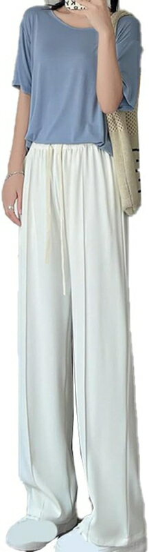 ワイドパンツ レディース ハイウエスト 美脚 脚長 ストレートパンツ ボトムス ワイド パンツ ハイウエストパンツ ズボン 長ズボン スラックス ロングパンツ スリム イージーパンツ ウエストゴム