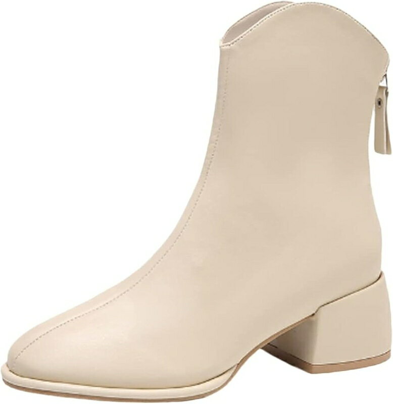 ウエスタンブーツ レディース ショートブーツ ショート ラウンドトゥ 歩きやすい 太めヒール ジッパー 履きやすい 美脚 おしゃれ PU 黒 大きいサイズ