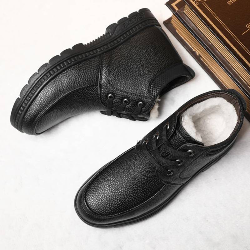 ブーツ メンズ スノーシューズ スノーブーツ 靴 シューズ 防寒 裏起毛 防滑 厚底 カジュアル 冬用 ムートンブーツ ウィンターブーツ 冬靴 雪靴 レースアップ ワークブーツ 厚底 耐磨耗 黒 雪