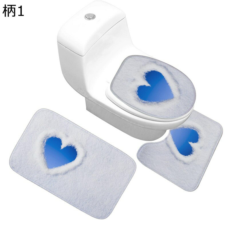 トイレマット 3点セット 足元マット フタカバー 便座マット バスマット 欧風 おしゃれ 3Dプリント フランネル 柔らかい 防音 速乾 除塵 防臭 吸湿 汚れにくい 耐摩耗性 転倒防止 気持ちいい トイレ用 洗浄暖房 家庭用 ホテル用