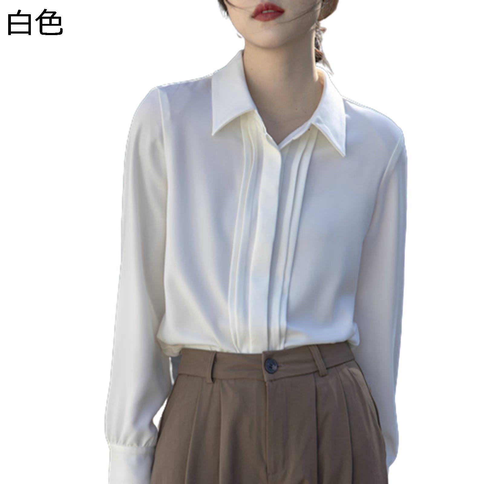 ブラウス 長そで ワイシャツ シフォン トップス レディース 胸タック入れ 無地 春秋服 薄手 立て襟 柔らか 着痩せ スリム 大人可愛い エレガント おしゃれ 通気 ぶらうす 通勤着 普段着 ビジネス