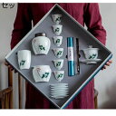 番茶器セット 旅行茶具 携帯用セット 中国茶器セット 荷柄蓋碗 急須 茶器揃 茶皿 耐熱 茶入れ 茶こし付 陶器 コンパクト 軽量 中華風 手描き 自宅用 来客...