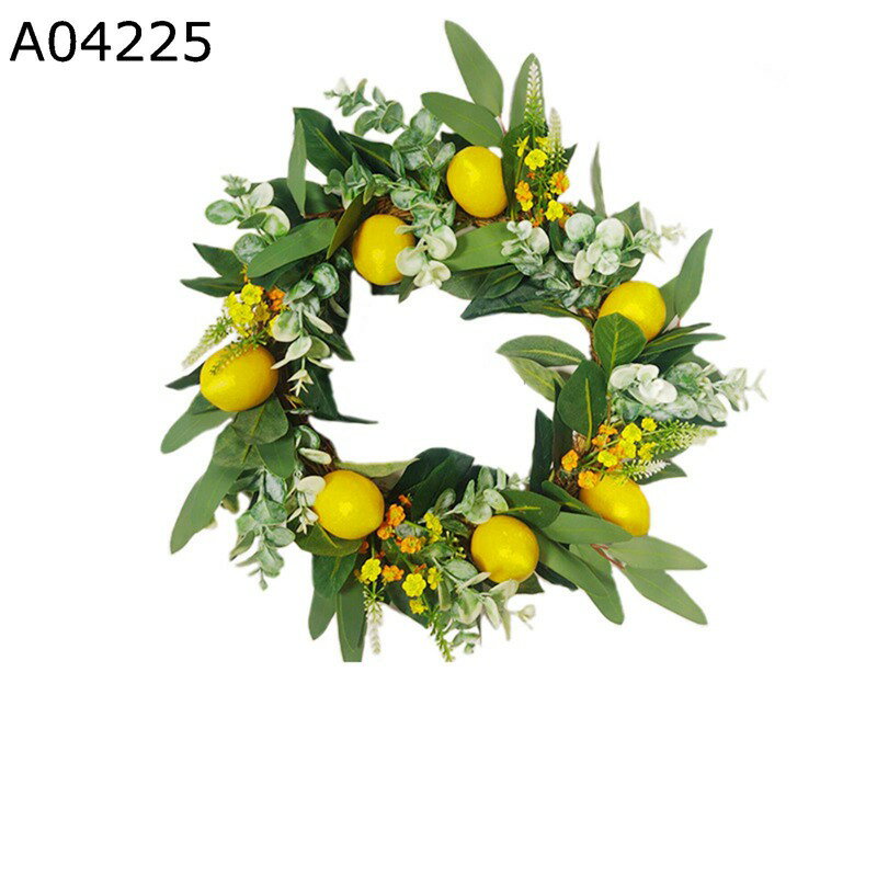 リース ドアリース レモン 造花 春リース 店舗 玄関 壁掛け 庭園 飾り 結婚式 造花 花輪 撮影 道具 引っ越し 新築祝い プレゼント 玄関飾り ドアチャーム 人工植物 壁装飾 DIYクラフト フェイクグリーン