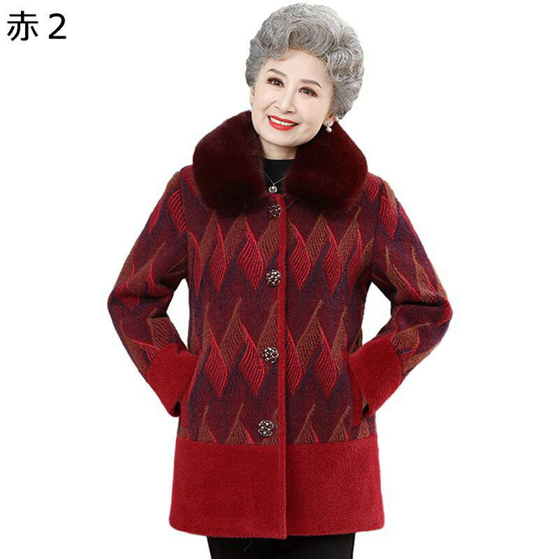 コットンジャケット レディース ファー付き ポケット 綿入れ もこもこ 裏ボア 婦人 シニア ウィンタージャケット 長袖 綿服 コンフォート アウター 女性 秋冬用 お年寄り 中高年 50-70代