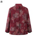 アウタージャケット ジャケット レディース 花 花柄 プリント コットンジャケット 中綿 長袖 綿服 コート 上着 あったか 柔らかい 耐洗 婦人服 シニアアウター 秋冬用 中高年 50-70代(4)