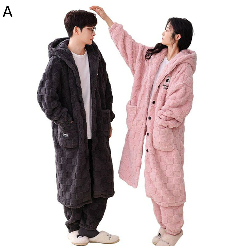 フランネルパジャマ ナイトウェア 寝巻き 上下セット レディース メンズ ロング丈 バスローブ 寝間着 秋冬着 防寒保温 暖かい ぱじゃま ふわもこ ゆったり 厚手 ペアルック 便利服 肌触り