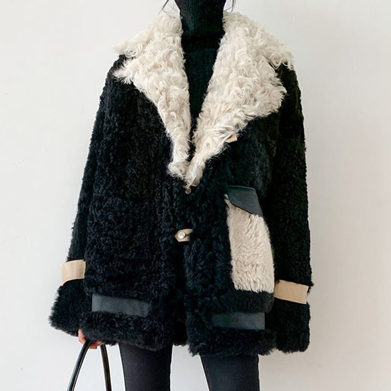 ボアコート レディース ボア付き フリース フェイクファーコート パッチワーク ラペル 毛皮コート ポケット付き ファーコート ジャケット アウター ルース 秋 冬服 ショート丈コート 防寒対策 ブルゾン 秋冬