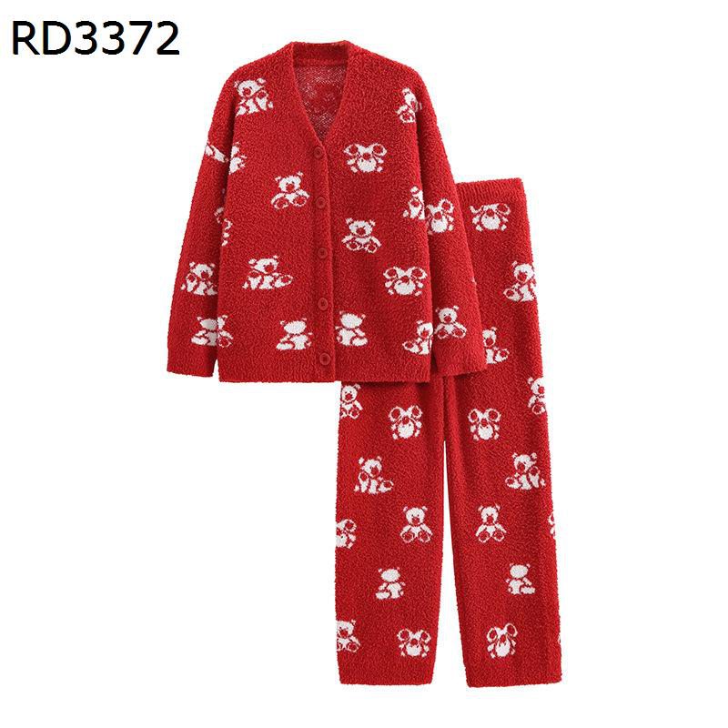 パジャマ ナイトウェア 上下セット レディース 熊柄 かわいい フランネル 寝間着 ふわふわ もこもこ 秋冬向き あったかい 両面起毛 ぱじゃま シンプル ゆったり 結婚祝い 便利服 肌に優しい フリーサイズ