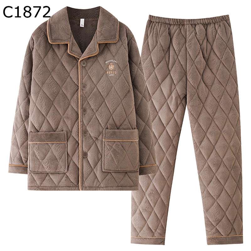 冬 メンズ パジャマ 中綿キルト ルームウェア フランネル 厚手 柔らかい 長袖 ロングパンツ 上下セット カジュアル 2点セット 家着 寝間着 ナイトウェア 保温 あったか 便利服 お出掛け