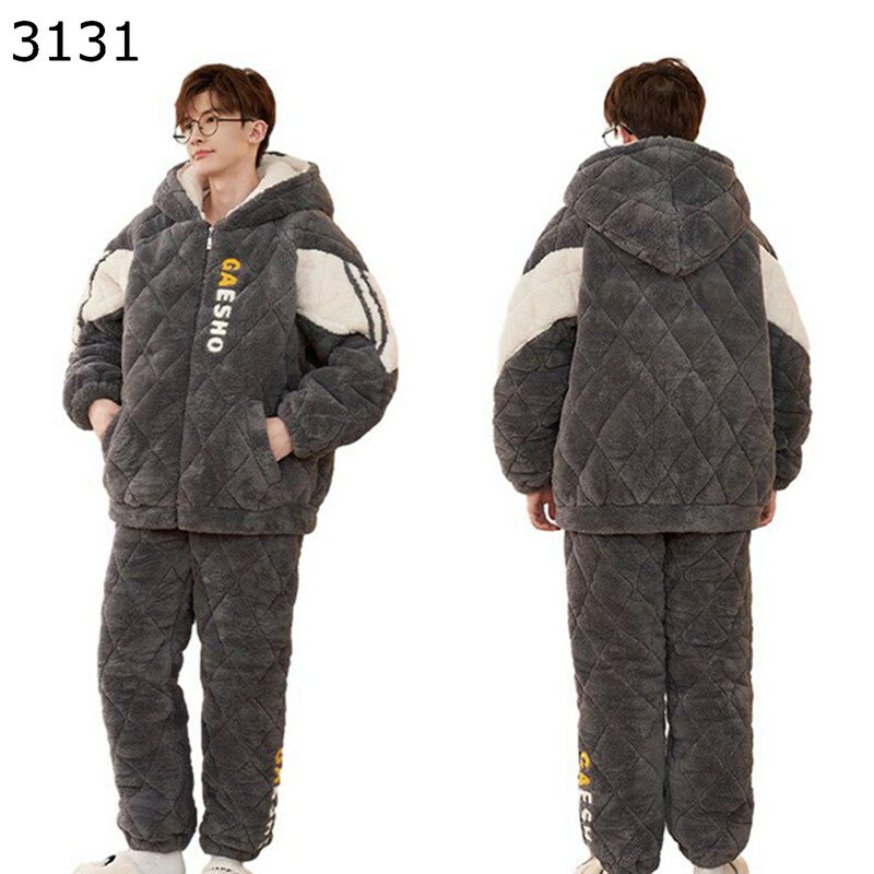パジャマ ルームウェア メンズ 中綿キルト 秋冬 長袖 ロングパンツ 上下セット フランネル 厚手 防寒 あったか フード付き アウター 家着 2点セット ふわふわ 肌に優しい 大きいサイズ