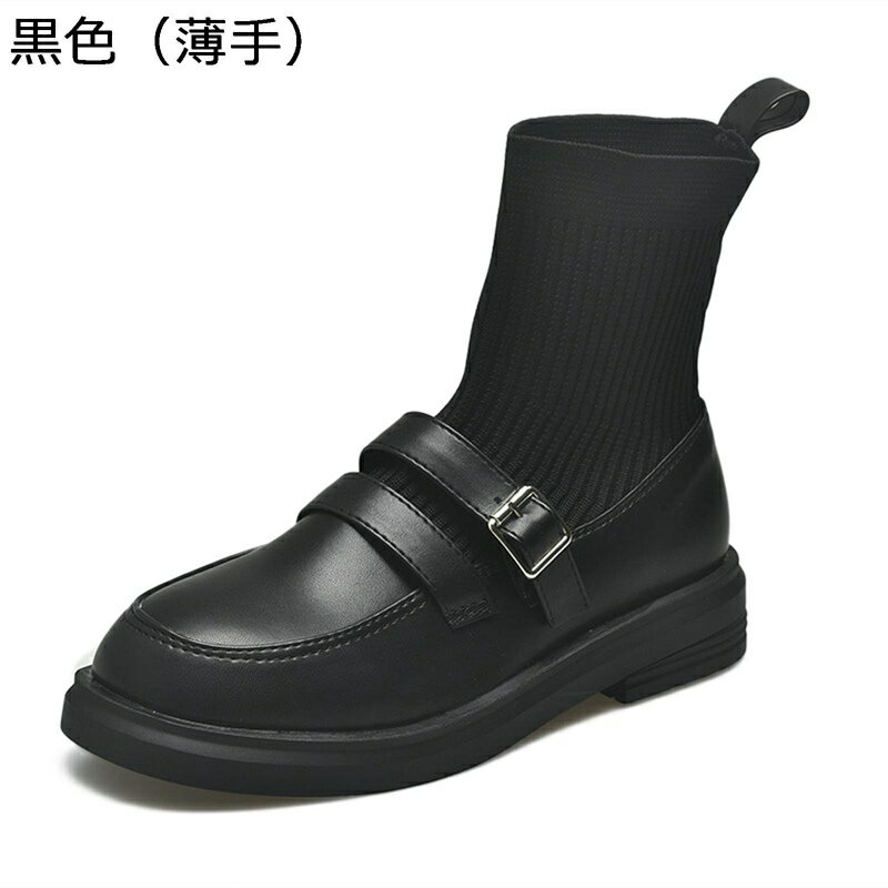 ソックスブーツ ニット レディース ショートブーツ 冬用 秋用 フラット カジュアル ファッション ハー..