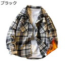 チェックシャツ シャツジャケット メンズ 裏起毛 秋冬 薄ボア 厚手 暖かい 保温 防寒 開襟 胸ポケット アメカジ レトロ ゆったり カジュアル スポーツ ジャンパー(4)