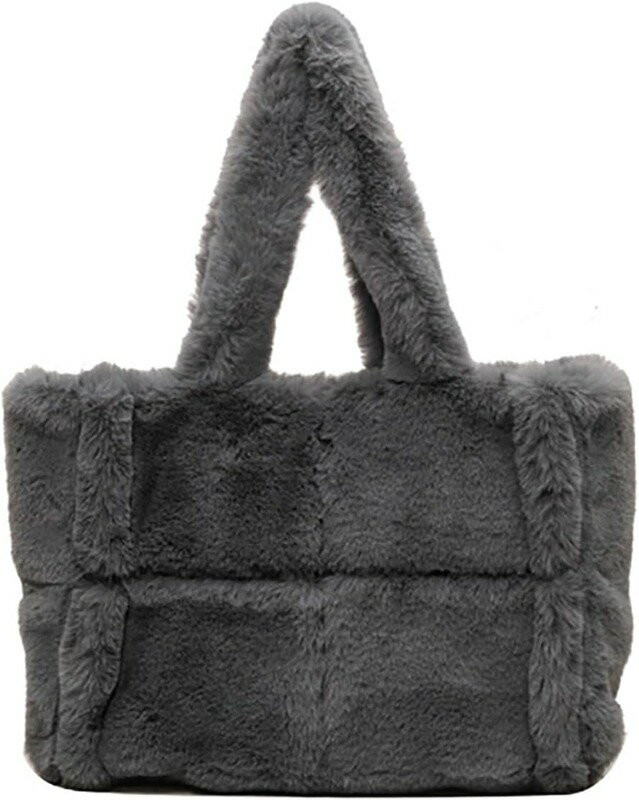 女性用ふわふわトートバッグ ソフトウィンターショルダーバッグ クロスボディ パース キュート ファジー 毛皮 フラシ天 ハンドバッグ トップハンドルバッグ