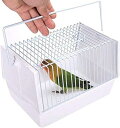 鳥かご 2つ自動給餌器/1本止まり木付 バードケージ 小鳥 組み立て式 セキセイインコ 文鳥 ゲージ インコ 鳥小屋 持ち手付 通院 防災 移動 旅行 21×1...