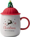 コーヒーマグ、ティーカップクリスマステーマコーヒーマグ?16.9オンスセラミックコーヒーカップ、赤いふたとスプーンでクリスマスの誕生日冬のホリデーギフトまたは毎...