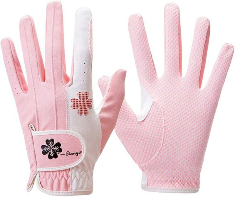 ゴルフグローブ レディース 両手用 ゴルフ手袋 フィット感 通気 防滑 耐久性 合成皮革X羊革