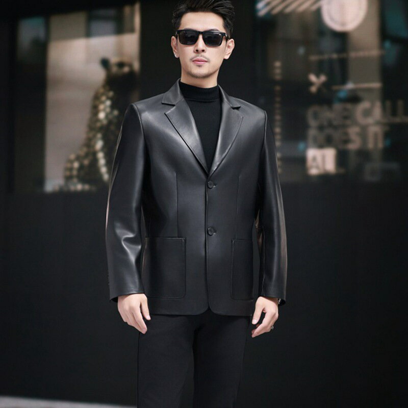 メンズ 羊革 本革ジャン ライダースジャケット レザージャケット レザー ビジネス ボタン ショールカラー 合皮 防寒コート 着痩せ ジッパー 秋着 冬服 バイクジャケット 防風防雨 保温 防寒 紳士 通勤 オフィス