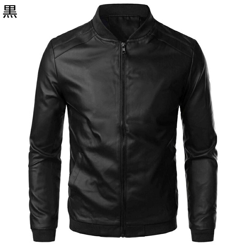 革ジャン ライダースジャケット メンズ フェイクレザー ハイネック M-4XL カーキ ブラック ブラウン ネイビー アウター コート ブルゾン レザージャケット ジップアップ カジュアル バイクジャケット 欧米風