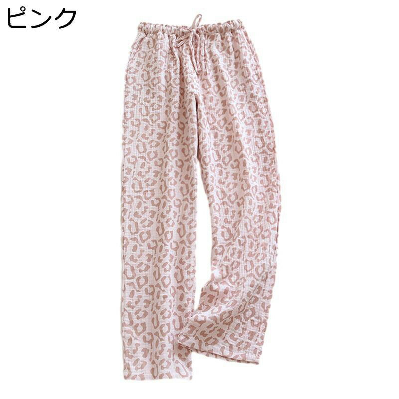 春夏秋 パジャマパンツ ルームウェア コットン ボトムス ズボン レディース ウエスト調整 アジャスター..