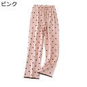 ドット柄 スウェットパンツ ルームウェア 春夏秋 レディース ロング丈 ボトムス パジャマ 長ズボン 吸汗通気 コーデ ウエスト調整 アジャスター付き アウトドア 肌に優しい 快眠 リラックス