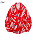 長袖シャツ ビーチシャツ メンズ 襟付き アロハ 夏服 大きいサイズ 総柄シャツ ボタンダウン 薄手 サラサラ オープンカラー 通気性 透湿 UV対策 日焼け止め ギフト 彼氏 海水浴 結婚式 hiphop 原宿系