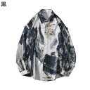 レトロ柄シャツ アロハシャツ 春夏 メンズ 前開き 長袖 ビックシルエット ボタンダウン ビーチシャツ 薄手 軽量 日焼け止め uvカット ウェディング 祭り ...
