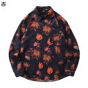アロハシャツ 前開き 花柄 レトロ ボタンダウンシャツ メンズ ハワイアンシャツ 長袖 春夏秋 ゆったり 総柄シャツ 通気速乾 日焼け止め 柔らかい 耐摩耗 ファッション カジュアル ビーチ 通勤(4)