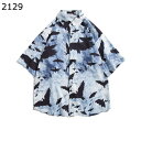 アロハシャツ 前開き メンズ ハワイアンシャツ 半袖 夏物 総柄シャツ 大きいサイズ 日焼け止め 汗染み防止 紫外線対策加工 ボタンダウン 薄い 軽い 大人 コ...