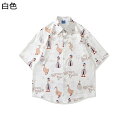 アロハシャツ 襟付き メンズ ビーチシャツ 半袖 夏物 アヒル柄シャツ 可愛い オーバーサイズ 日焼け止め 通気速乾 UVカット ダック柄 ボタンダウン 柔らか...