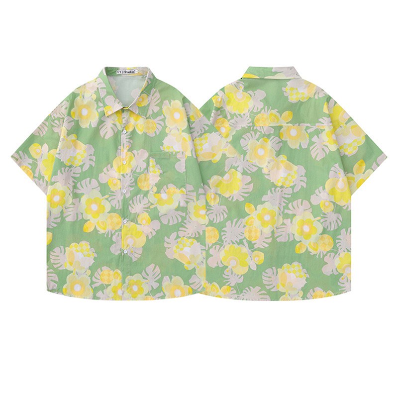 柄シャツ アロハシャツ 花 夏服 メンズ 前開き 5分袖 ボタニカル柄 ルーズ ボタンダウン ビーチシャツ 薄手 軽量 日焼け止め UV対策 ウェディング 祭り 汗染み防止 ストリート クール シンプル